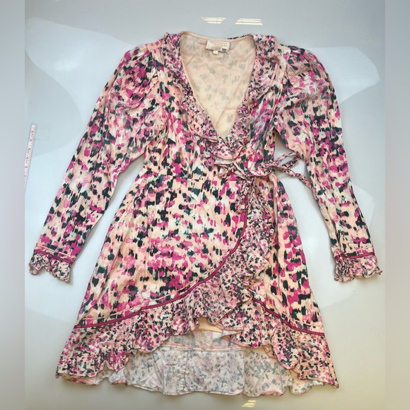 Rococo Sand Printed Ruffled Wrap Dress N159-24 - Picture 4 of 10